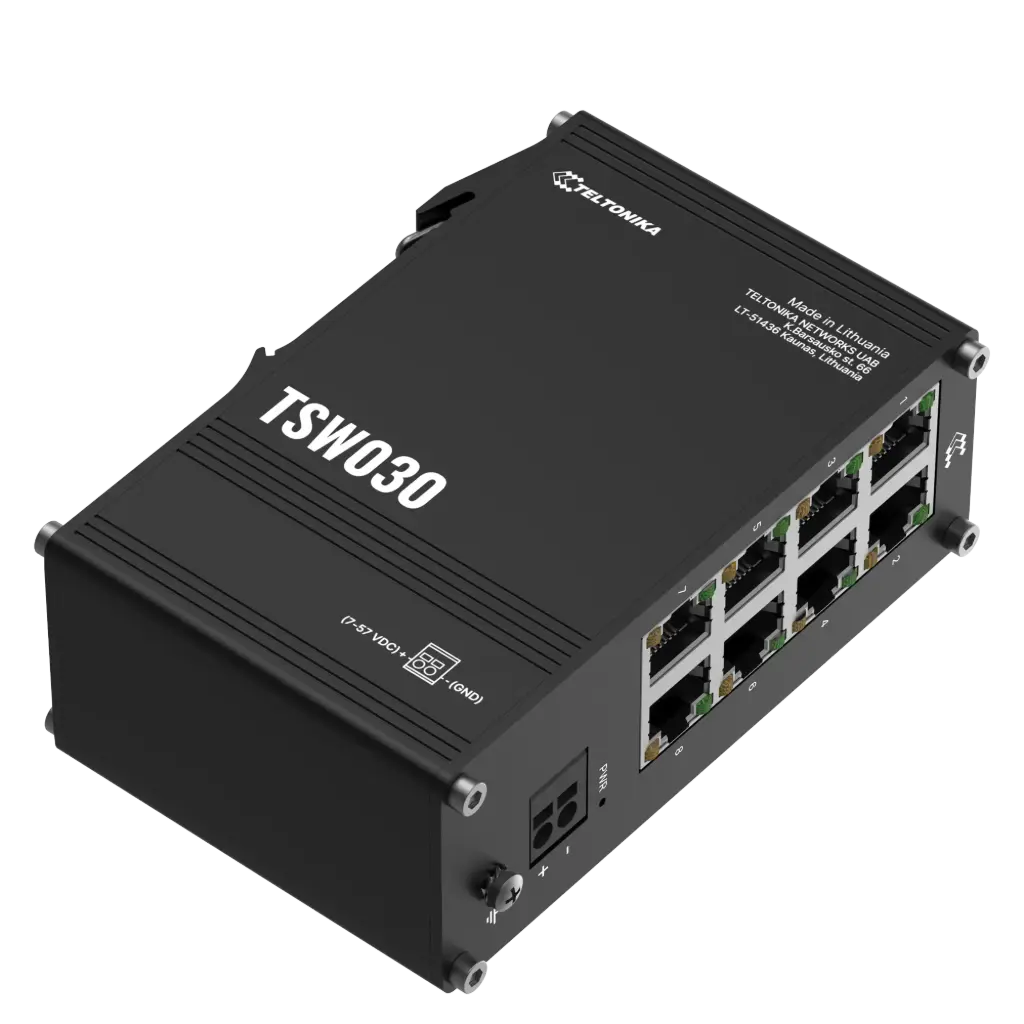 TSW030 Industriell Ethernet switch 8-Portar 10/100 Mbit/s DIN-Skena