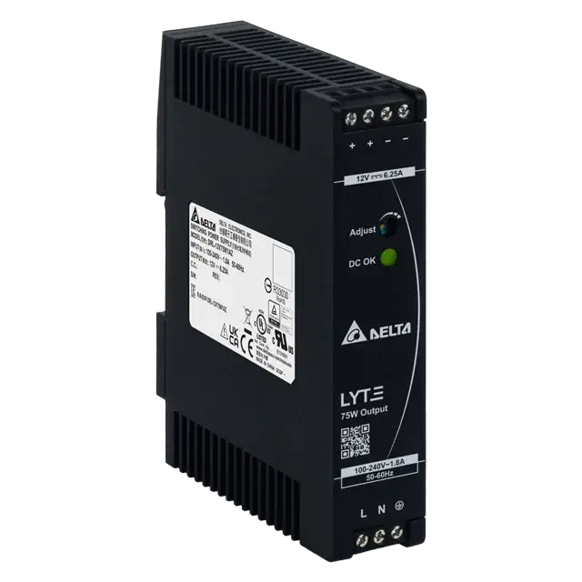 Nätaggregat 75W 230VAC/12VDC/6,25A 10,8-13,2V DIN Plast