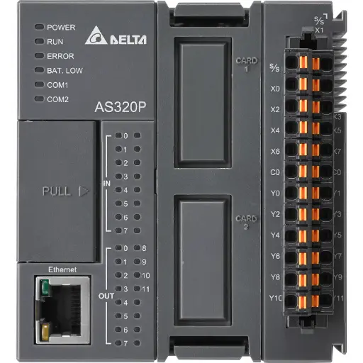 [AS320P-B] CPU 512KB(128K steg) 8DI 12DO PNP Ethernet 2*RS485  2*Functioncard