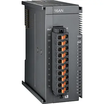 [AS16AN01R-A] Digital Ut 16x Relä 24VDC/240VAC 2A/Ut 8A/COM Fjäderplint