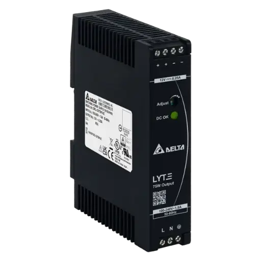 [DRL-12V75W1AZ] Nätaggregat 75W 230VAC/12VDC/6,25A 10,8-13,2V DIN Plast