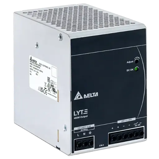 [DRL-24V480W1AA] Nätaggregat 480W 230VAC/24VDC/20A 21,6-26,4V DIN Metall